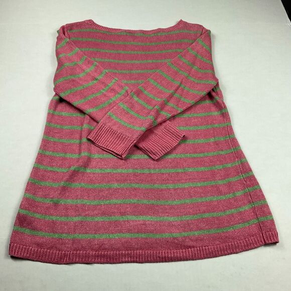 Talbots Linen Tunic Sweater Striped Long Sleeve Coastal Casual Pullover MEDIUM - Picture 9 of 10